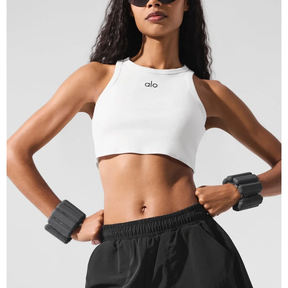 Alo White Ribbed Racerback Crop Tank - Picture 2 of 2